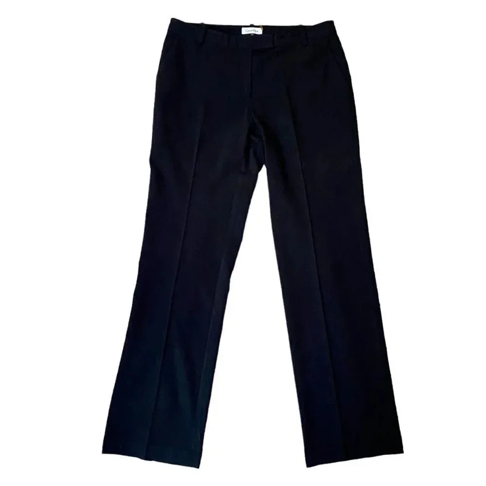 Calvin Klein Black Straight Leg Career Trousers Stretch Size 8